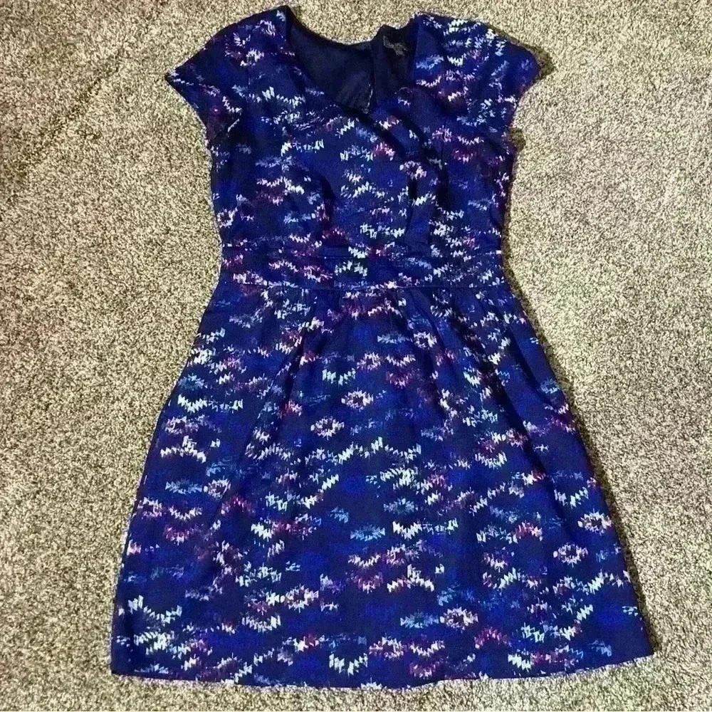 Lily Rose Lined Short Sleeve Dress Size S Aztec Print